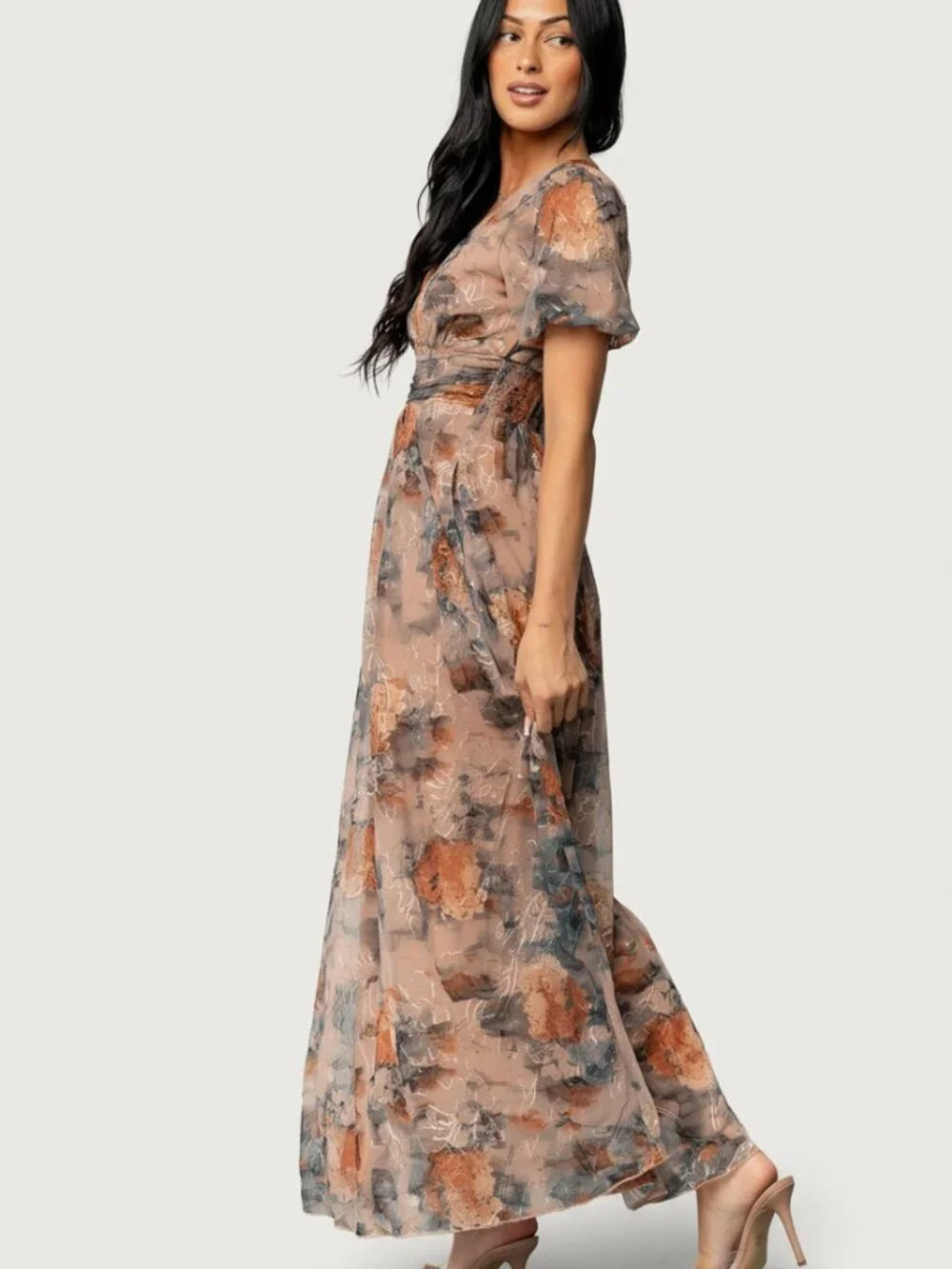 Baltic Born Ardley Maxi Dress | Copper + Slate Floral Size MM - Picture 3 of 5